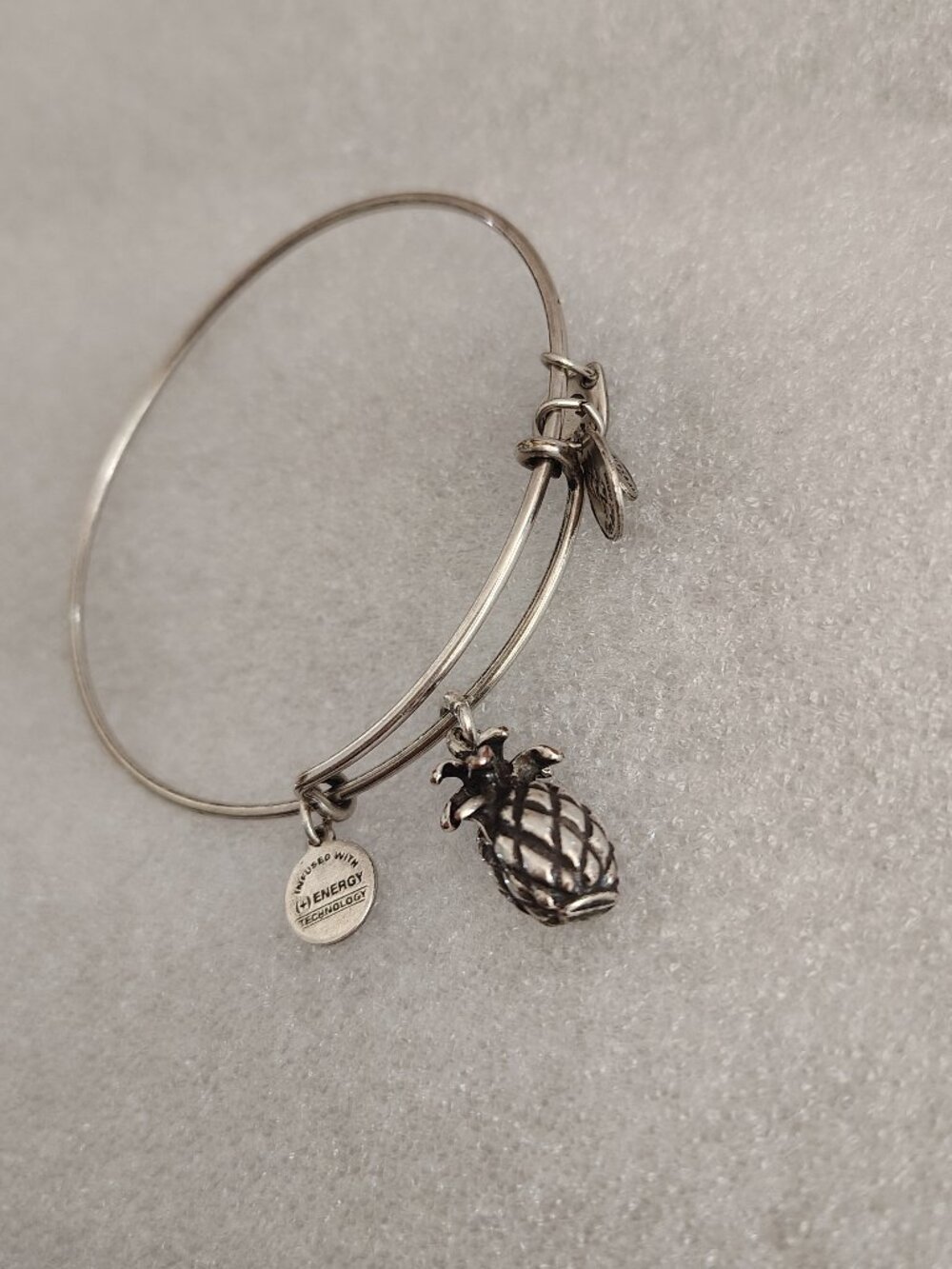 🍍Alex and Ani Pineapple Silver Charm Bracelet HOBO Bangle 170